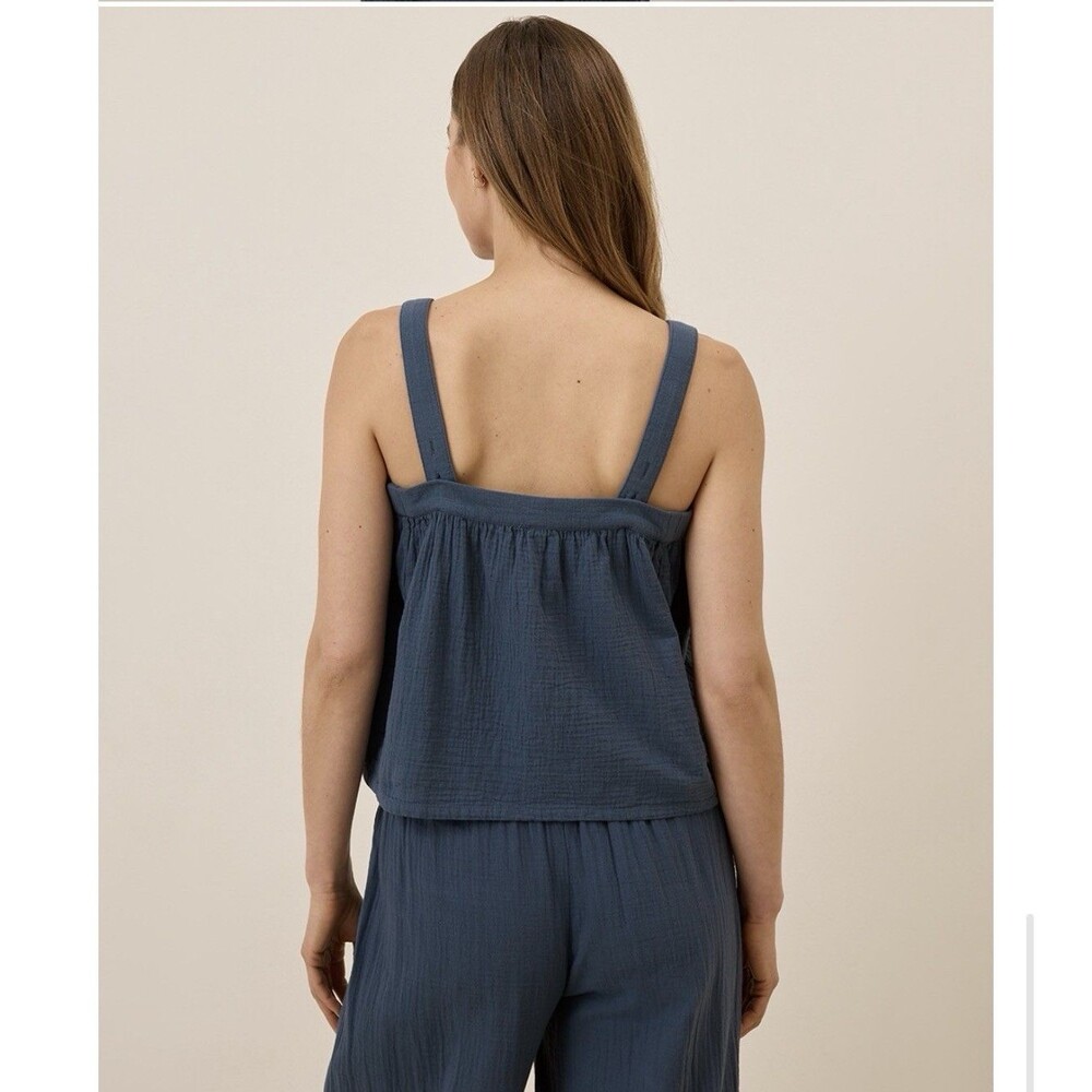 Pact Womens M Organic Cotton Coastal Double Gauze Split Hem Pant & Tank Top Set - Picture 4 of 16